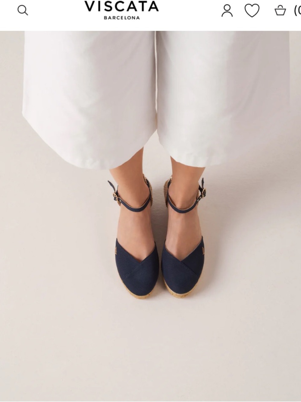 Viscata Barcelona Handmade Pubol Espadrille Wedge Sandals Ankle Strap Navy size8 - Picture 2 of 16